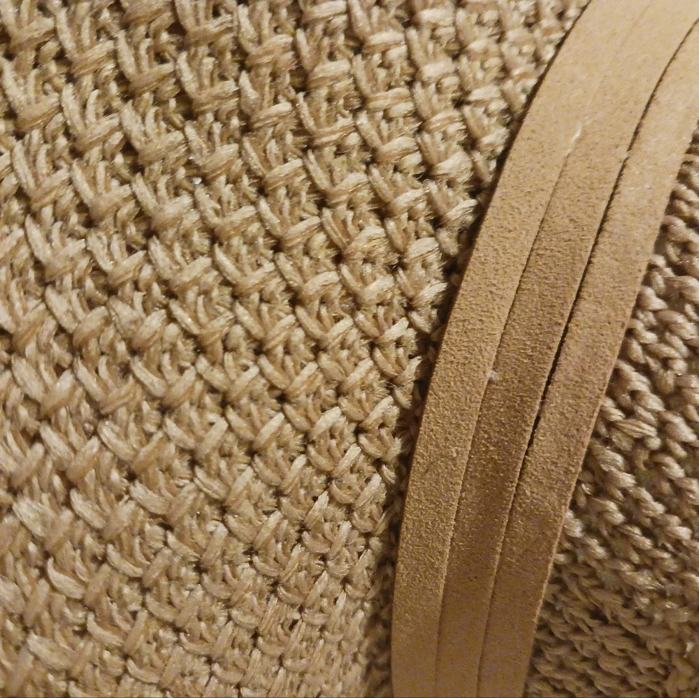 Straw Tan Boho Cowboy Summer Hat With Leather Tie Strings Osfa - Picture 7 of 8